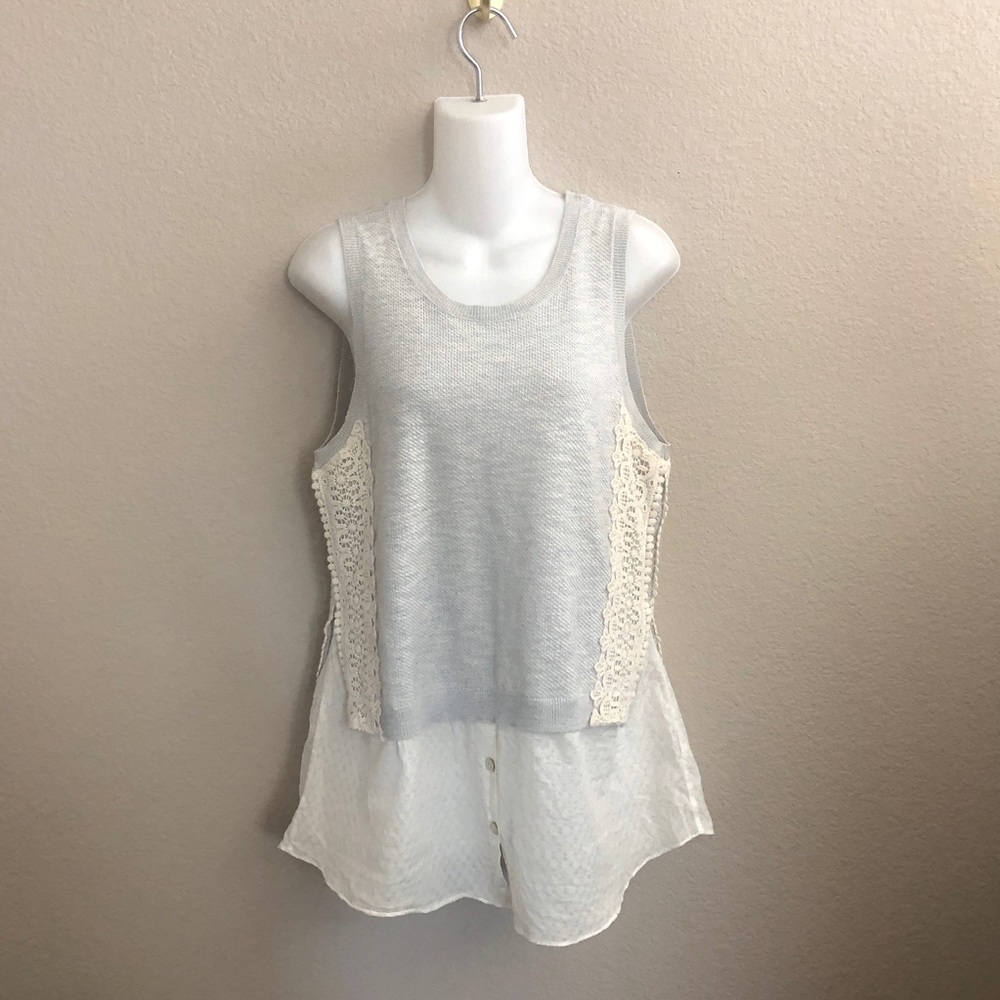 3/$20 Anthro Moth Crochet Laced Knit Tank Top